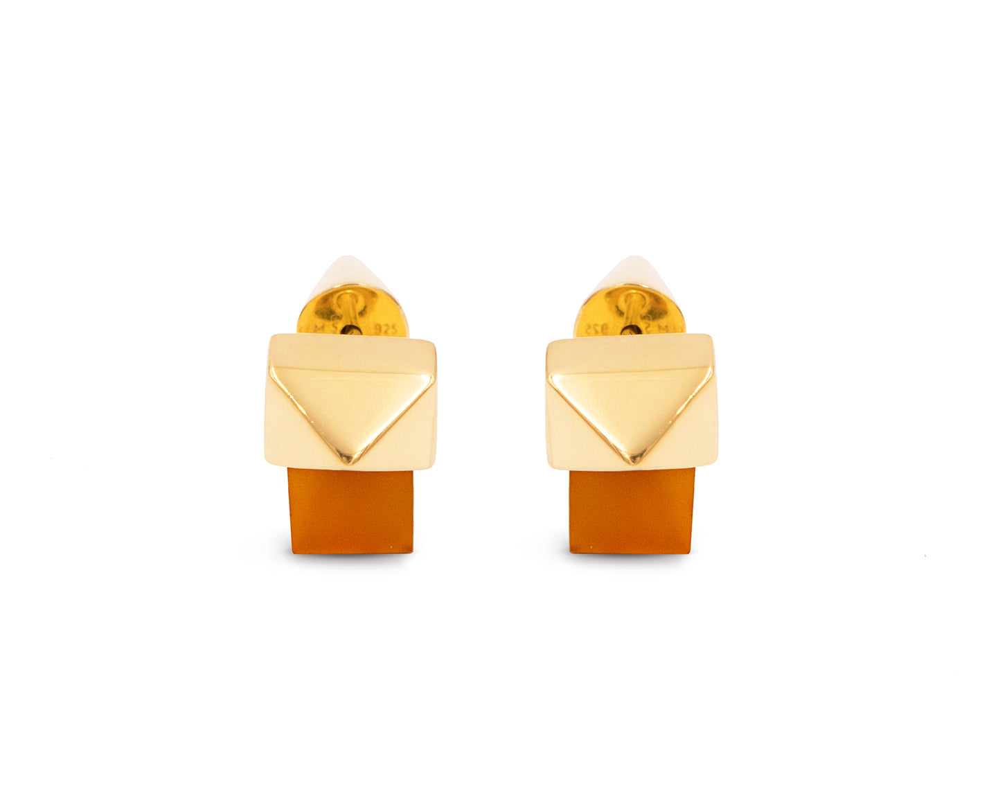 Milan Ohrstecker Gold mit Orangen-Achat