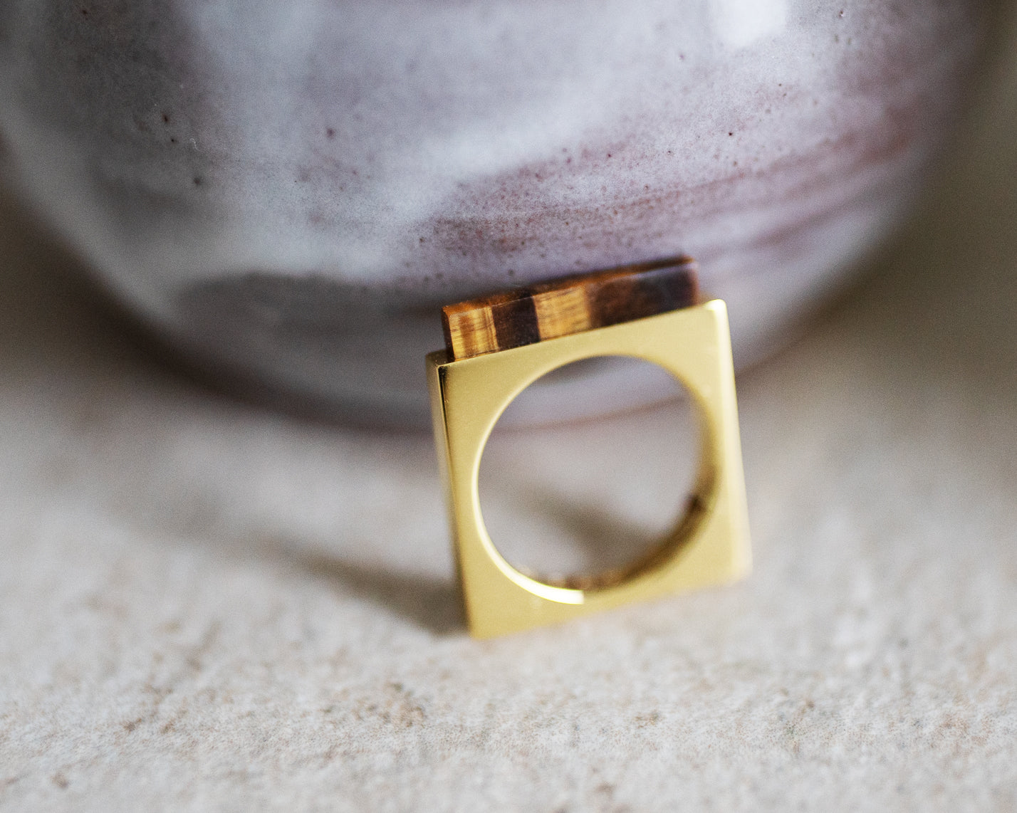 Quadrato Ring Gold mit Tigerauge