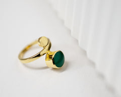 Bubble Ring Gold with Chrysoprase Agate