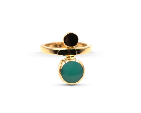 Bubble Ring Gold with Chrysoprase Agate