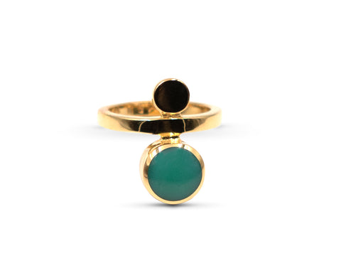 Open Ring Silver with Chrysoprase Agate