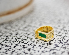 Edge Ring Gold mit Chrysopras-Achat