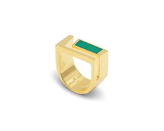 Edge Ring Gold mit Chrysopras-Achat