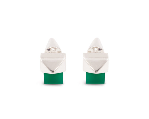 Milan Studs Silver with Green Agate