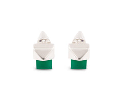 Milan Studs Silver with Green Agate