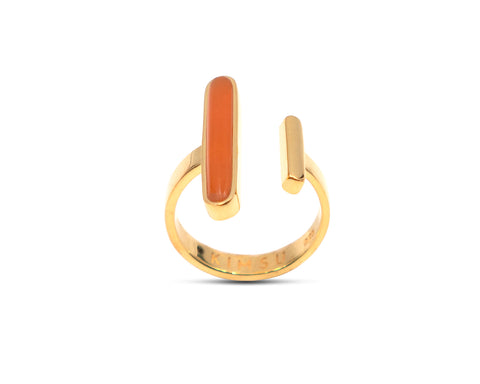 Quadrato Ring Gold with Tiger Eye