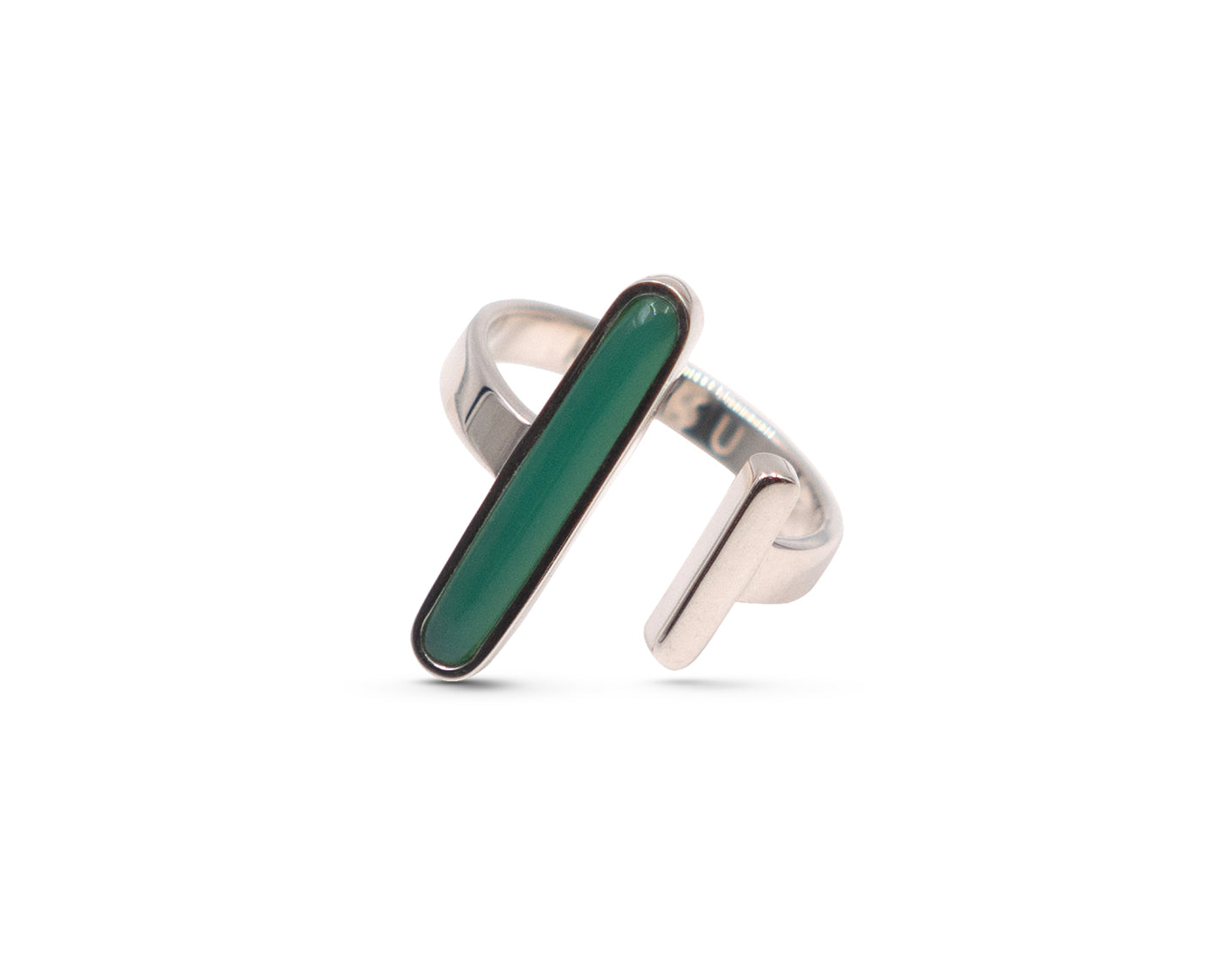 Open Ring Silver with Chrysoprase Agate