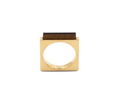 Quadrato Ring Gold with Tiger Eye