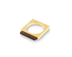 Quadrato Ring Gold with Tiger Eye