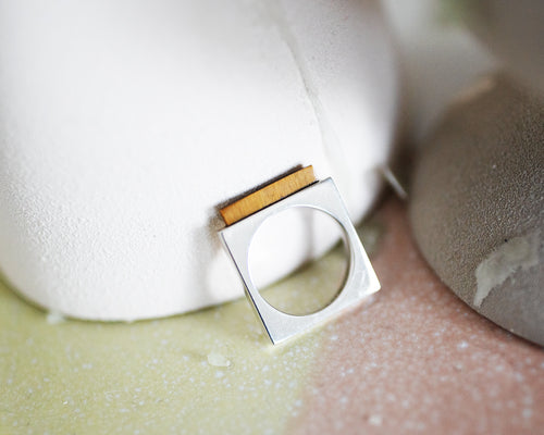Quadrato Ring Silver with Tiger Eye