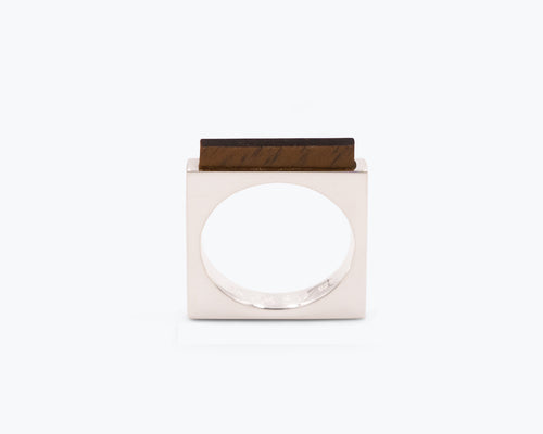 Quadrato Ring Silver with Tiger Eye