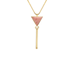 Triangolo Pendant Gold with Pink Opal