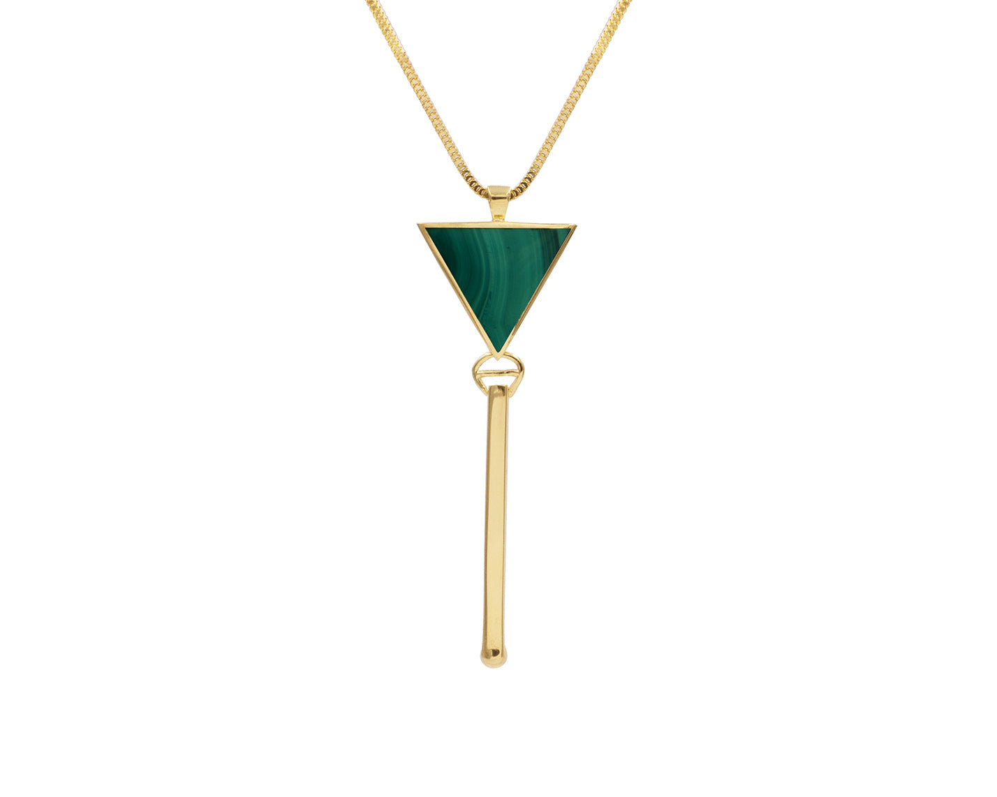 Pendentif Triangolo Gold en malachite, packshot KIMSU